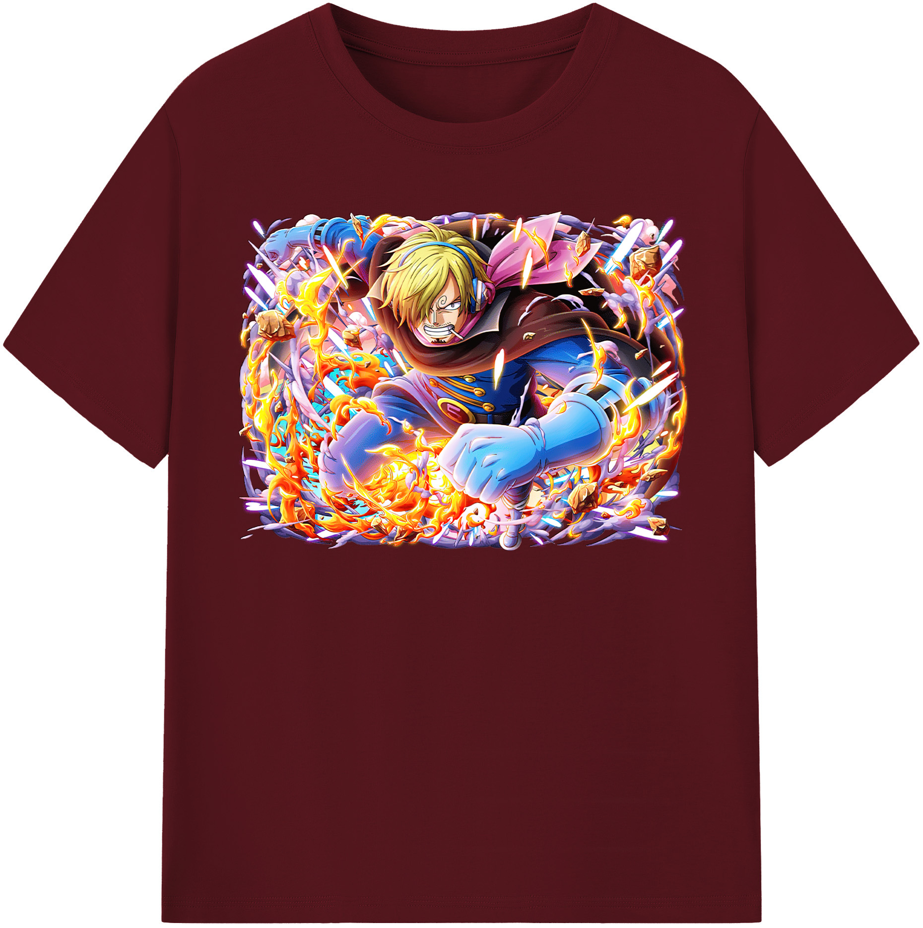 （画像用） ワンピース サンジ ONE PIECE Sanji 綿100％半袖Tシャツ（フロントプリント）